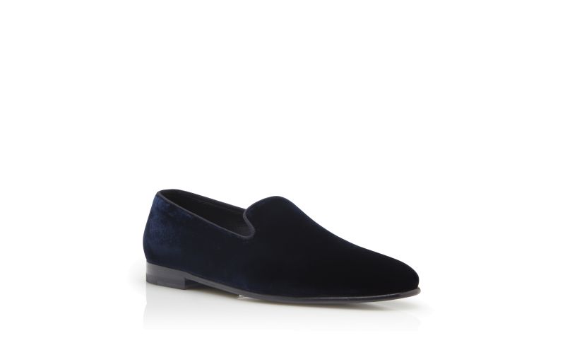 Mario velvet, Navy Blue Velvet Loafers - £675.00