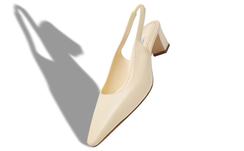 Teutamospla, Light Cream Nappa Leather Slingback Pumps - US$935.00