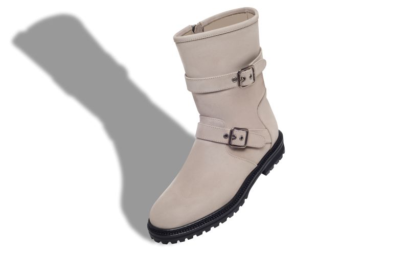 Sulaltrosa, Grey Nubuck Dual Buckle Ankle Boots  - US$1,495.00