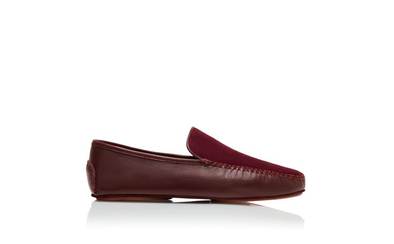 Side view of Mayfair, Burgundy Nappa Leather and Suede Driving Shoes - CA$895.00