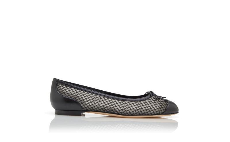 Side view of Capbalme, Black Nappa Leather Ballerina Flats - AU$718.00