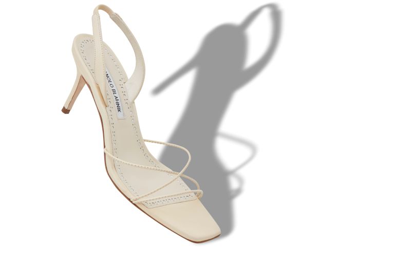 Ninfea, Cream Nappa Leather Slingback Sandals - €625.00 