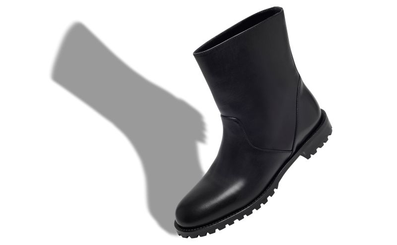 Motosa, Black Calf Leather Ankle Boots - US$1,075.00