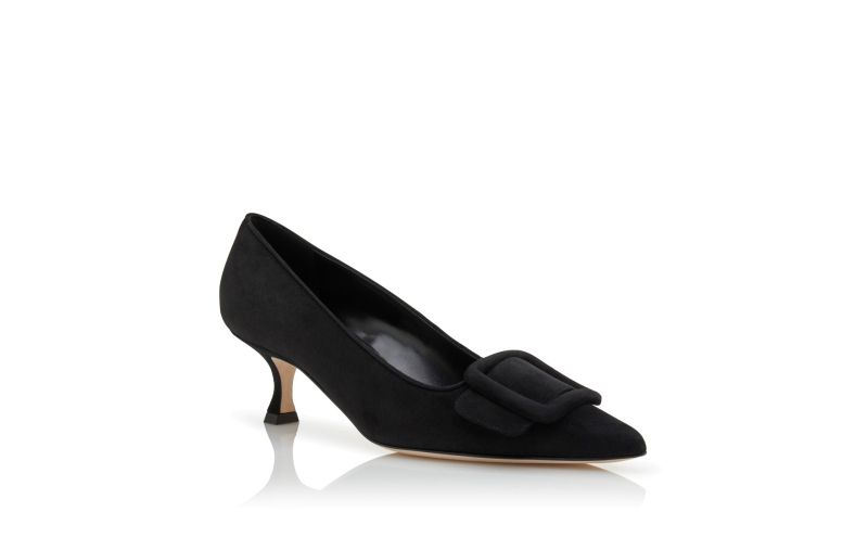 Designer Black Suede Buckle Detail Pumps