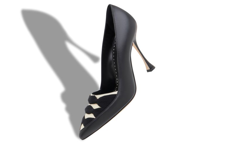 Sandrilahi, Black and Cream Nappa Leather Ruched Pumps - £775.00