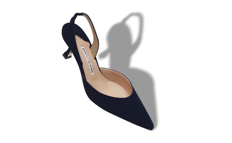 Carolyne 50, Navy Blue Suede Slingback Pumps - £625.00 