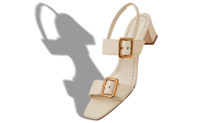 Thalitsli, Cream Nappa Leather Slingback Sandals - US$597.00