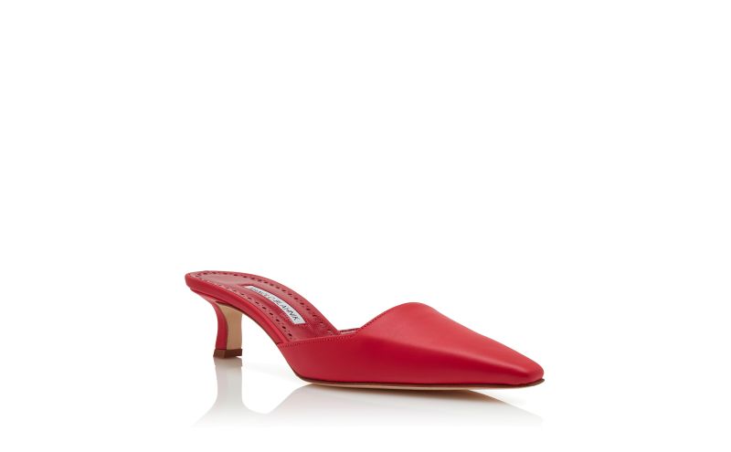 Moiramu, Red Nappa Leather Pointed Toe Mules - €695.00