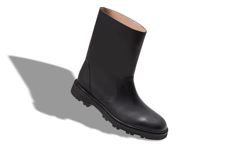 Motoso, Black Calf Leather Mid Calf Boots - AU$1,795.00