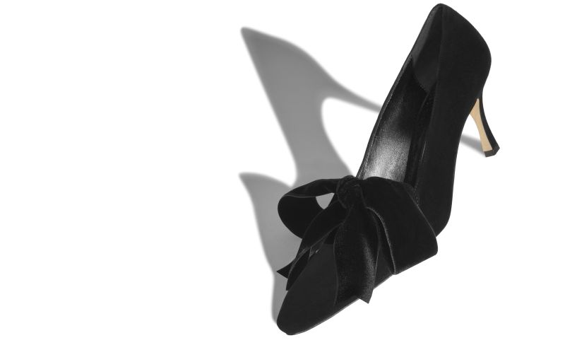 Serba, Black Suede and Velvet Bow Detail Pumps - US$925.00