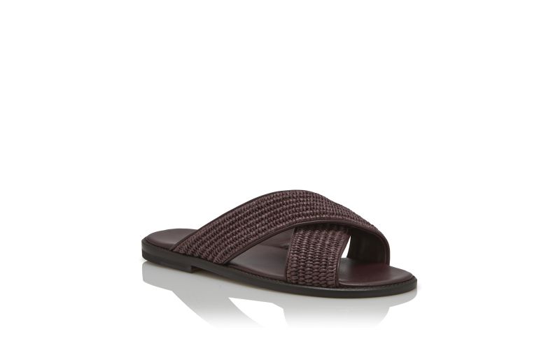 Otawi, Mahogany Brown Raffia Crossover Sandals - €595.00