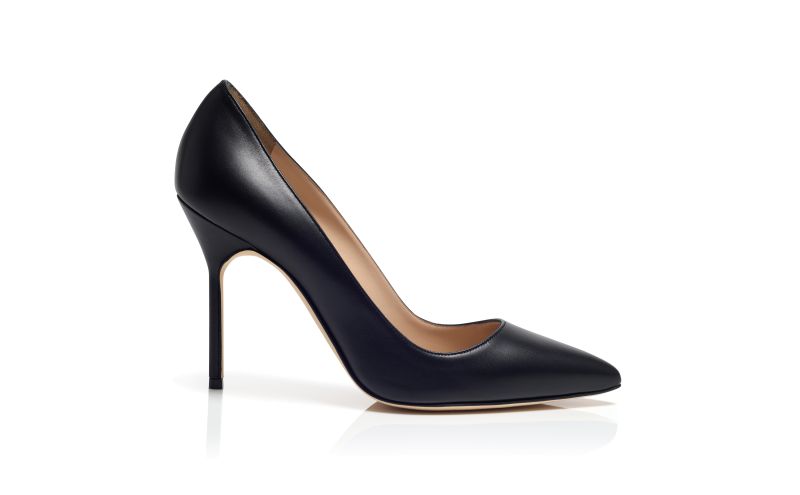 Side view of Bb, Black Nappa Leather Pointed Toe Pumps - AU$1,115.00