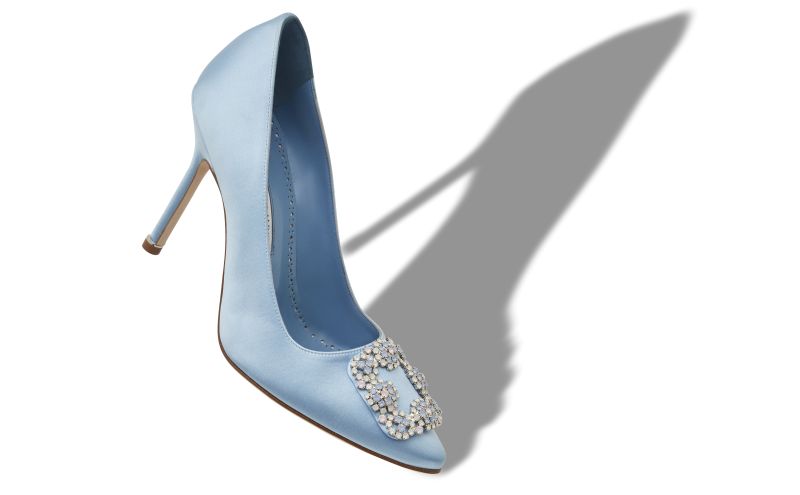 Hangisi, Light Blue Satin Jewel Buckle Pumps - AU$2,095.00 