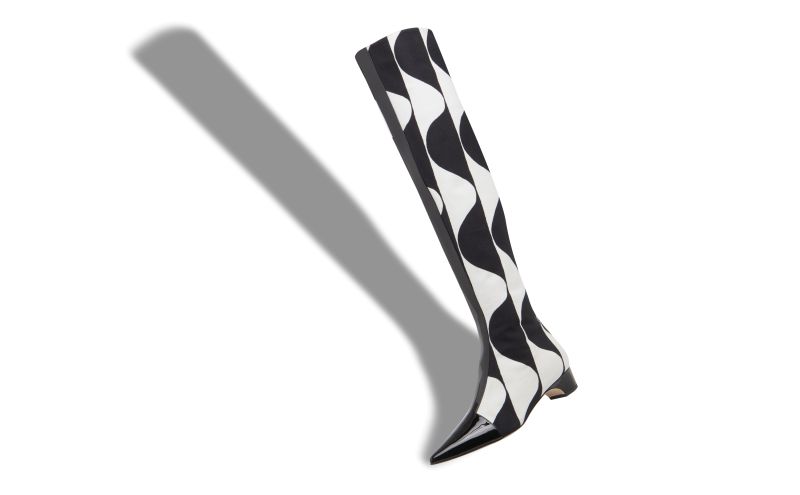 Porreta, Black and White Canvas Graphic Print Boots - £1,025.00