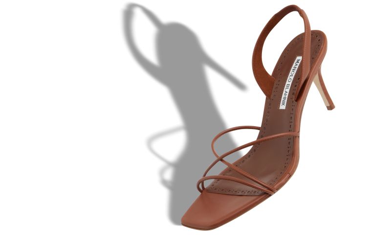 Ninfea, Brown Nappa Leather Slingback Sandals - US$675.00