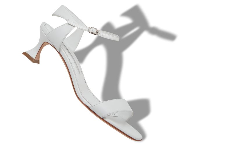 Begasan, White Nappa Leather Ankle Strap Sandals  - €775.00 