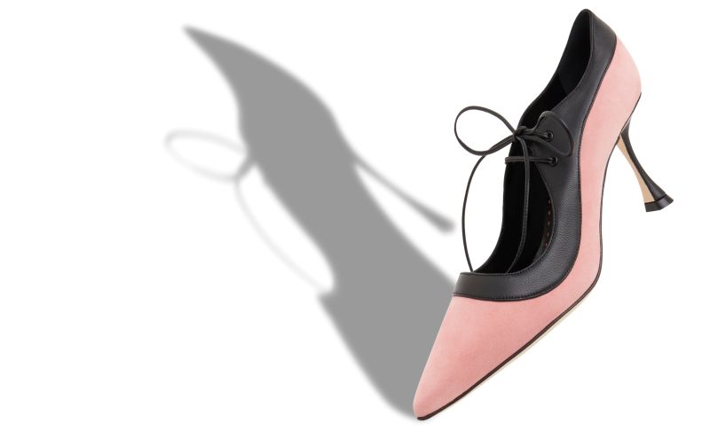 Dilys, Pink and Black Suede Lace-Up Pumps - €875.00