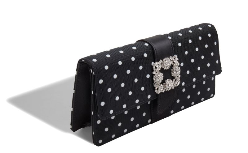 Capri, Black and White Satin Jewel Buckle Clutch - €1,695.00 