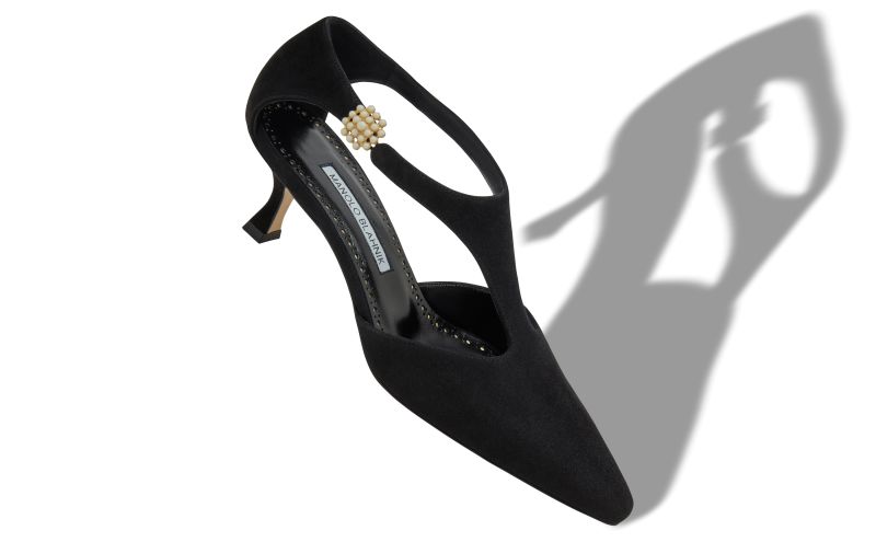 Shufta, Black Suede Pearl Detail Pumps - £525.00 