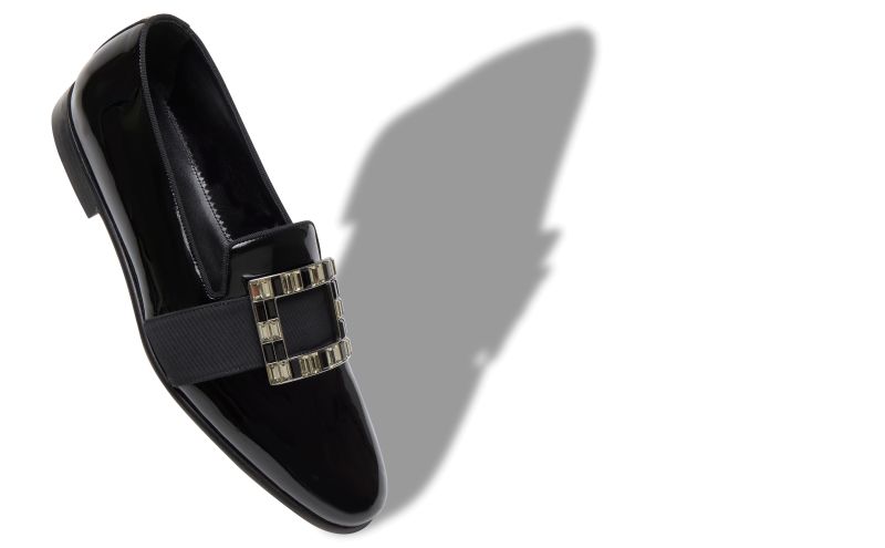 Eaton, Black Patent Leather Buckled Loafers - US$1,145.00 