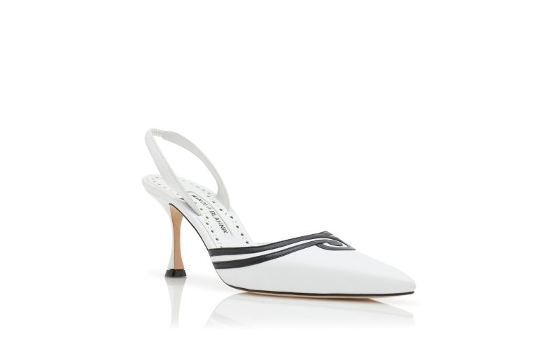 Chongasli, White and Black Nappa Leather Slingback Pumps - £725.00
