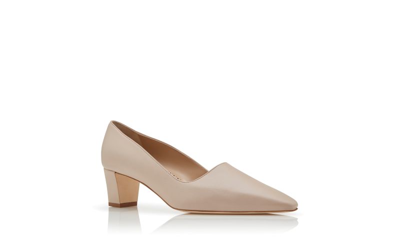 Munisopla, Light Beige Nappa Leather Pointed Toe Pumps - AU$723.00