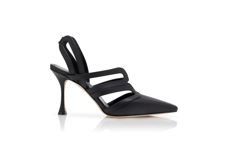 Side view of Achikata, Black Calf Leather Slingback Pumps - US$618.00