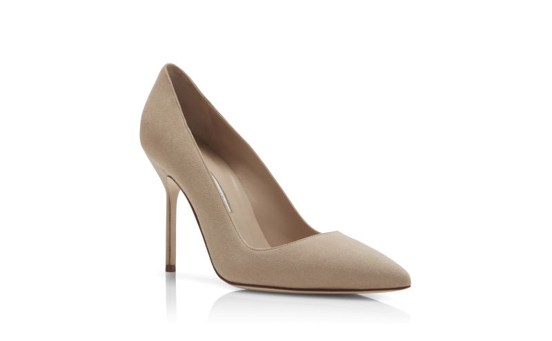 Designer Dark Cream Suede Pointed Toe Pumps