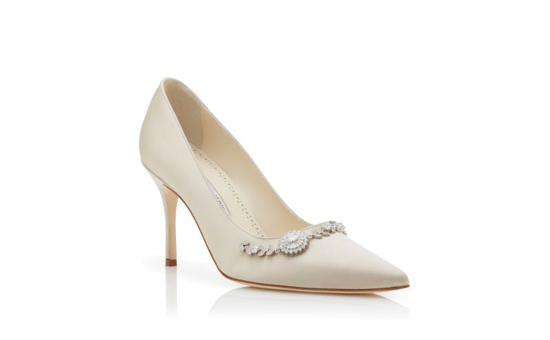 Lamikpump, Cream Satin Embellished Pumps - US$735.00