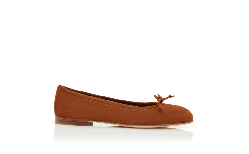 Side view of Veralli, Brown Suede Ballerina Flats - £595.00