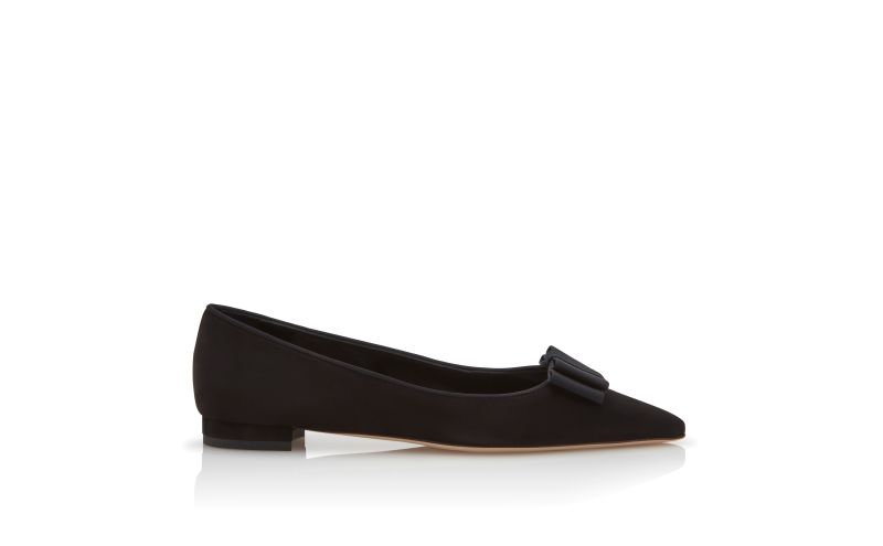 Side view of Readorflat, Black Suede Bow Detail Ballerina Flats  - €775.00
