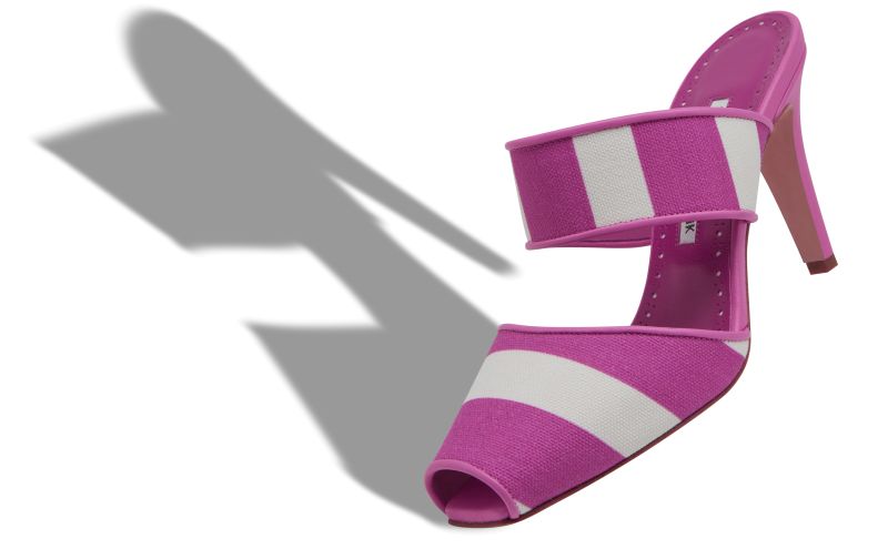 MATAL, Pink and White Striped Cotton Mules , 845 USD