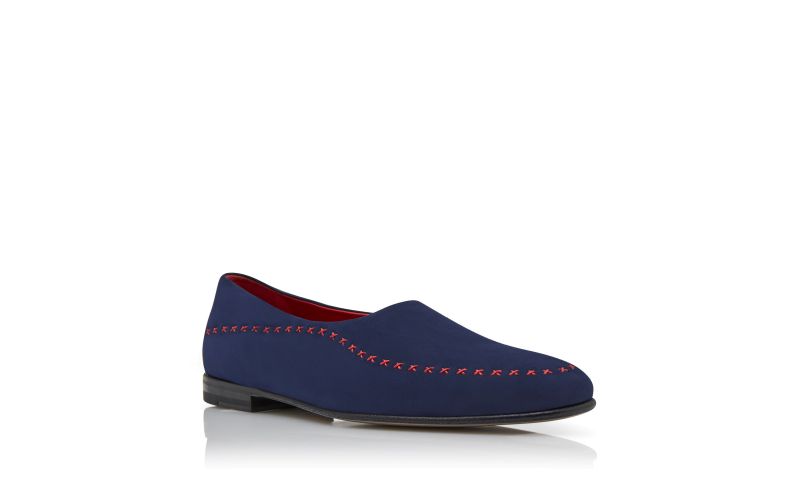Sparto, Navy Blue and Red Suede Low Cut Slippers - US$845.00