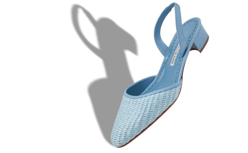 Raffro, Light Blue Raffia Slingback Pumps - £685.00