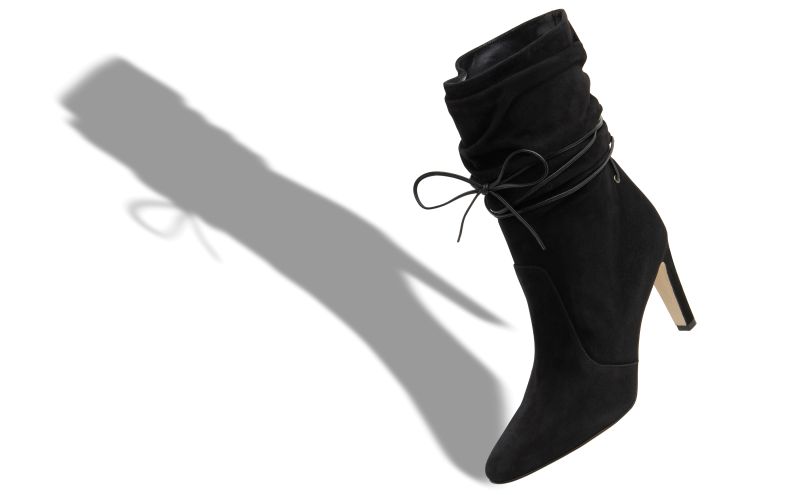 Designer Black Suede Slouchy Ankle Boots