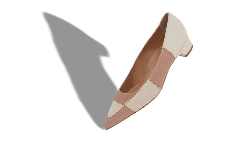 Malango, Beige and Cream Suede Patchwork Pumps - €775.00