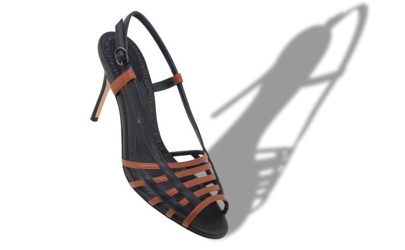 Sorolla, Brown and Navy Nappa Leather Slingback Sandals - €875.00 