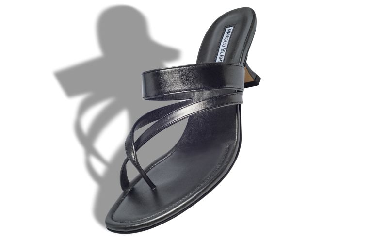 Susa, Graphite Nappa Leather Crossover Strappy Mules - US$895.00