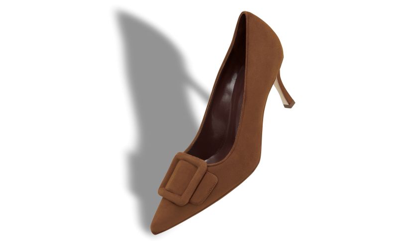 Maysalepump 70, Brown Suede Buckle Detail Pumps - €745.00