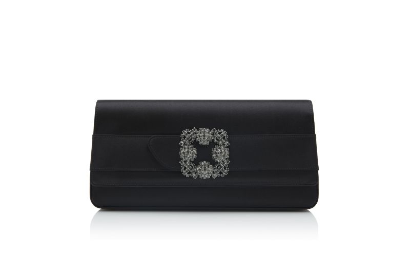 Side view of Gothisi, Black Satin Jewel Buckle Clutch - AU$2,675.00