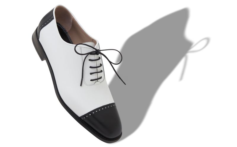 Manolo, Black and White Calf Leather Lace Up Shoes - US$945.00 