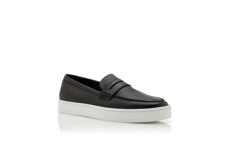 Designer Black Calf Leather Slip-On Loafers