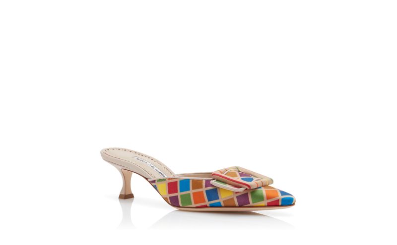 Maysalebi, Multicoloured Silk Buckle Detail Mules - US$498.00