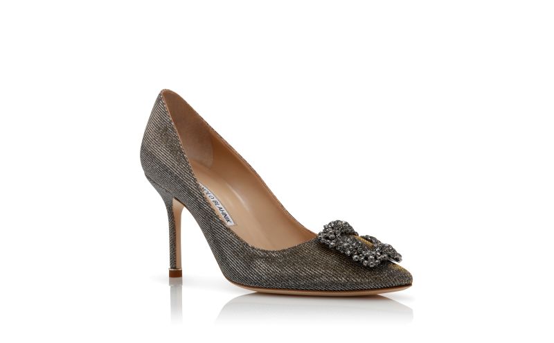 Hangisi glitter 90, Gold Glitter Fabric Jewel Buckle Pumps - AU$2,095.00