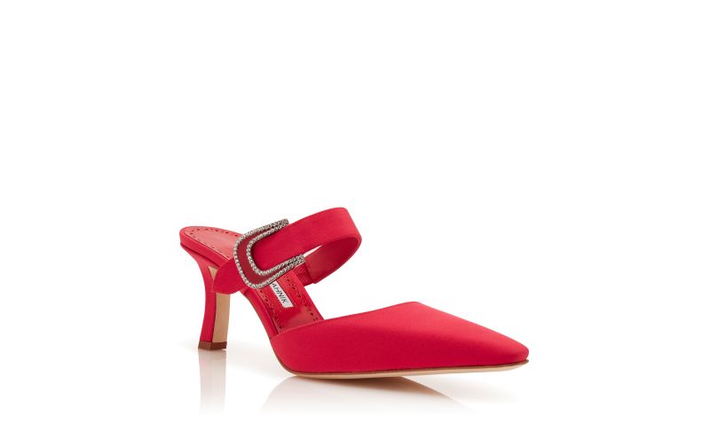 Jabita, Red Crepe De Chine Mules - €975.00
