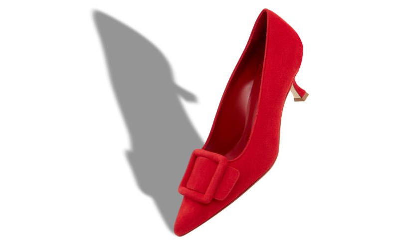 Maysalepump 50, Red Suede Buckle Detail Pumps - €745.00