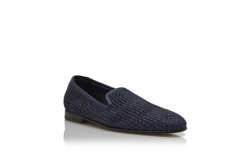 Mario, Navy Blue Raffia Loafers - AU$1,265.00