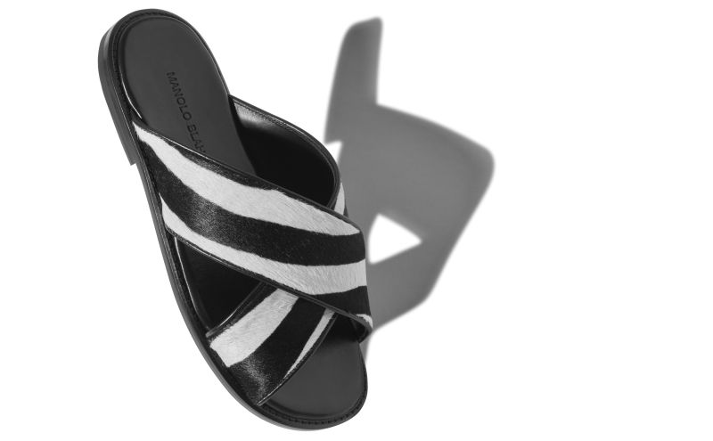 Otawi, Zebra Print Calf Hair Criss-Cross Sandals - CA$965.00 