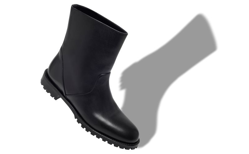 Motosa, Black Calf Leather Ankle Boots - US$1,075.00 