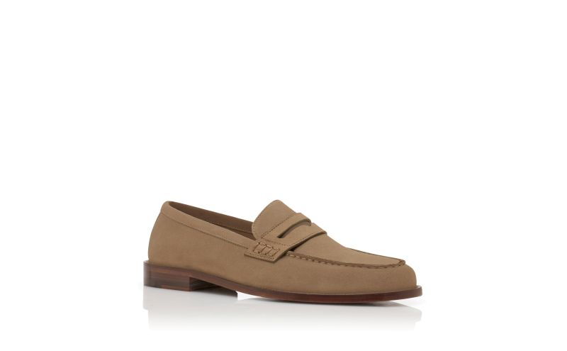Designer Beige Suede Penny Loafers